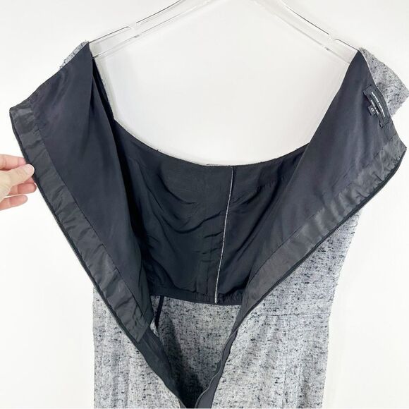 Narsico Rodriguez Linen/Silk Nubby Gray Sheath Dress w/Black Color-block Back 6 - Picture 13 of 15